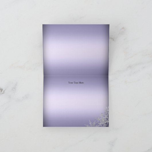 パープルクリスタルスノーフレーククリスマスサンキューカード サンキューカード (内部)