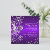 パープルクリスタルスノーフレーククリスマスディナーパーティー3 招待状 (スタンド正面)