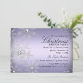 パープルクリスタルスノーフレーククリスマスディナーパーティー 招待状 (スタンド正面)