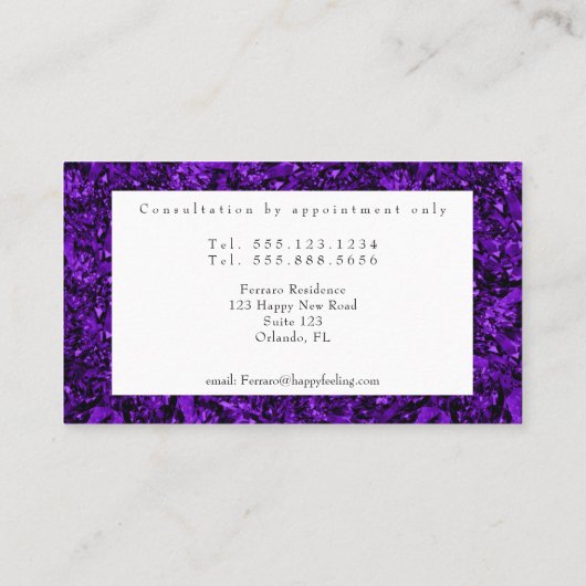 パープルクリスタルボール&アメジスト占い 名刺 (裏面)