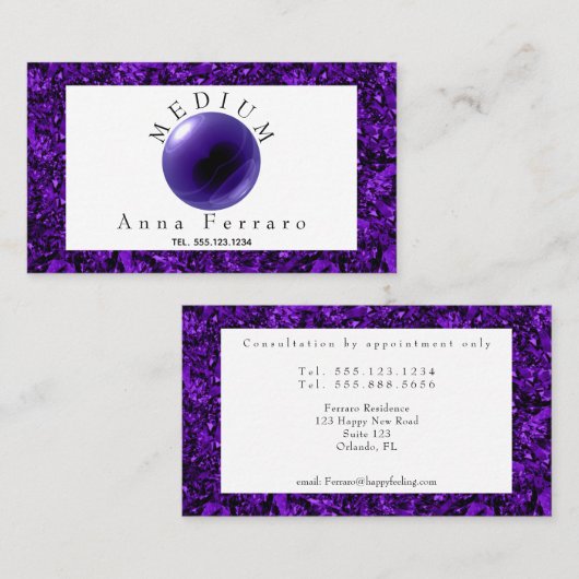 パープルクリスタルボール&アメジスト占い 名刺 (正面/裏面)