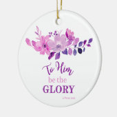 パープルクリスチャン聖なる書物、 経典引用文フローラ セラミックオーナメント (左)