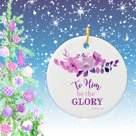 パープルクリスチャン聖なる書物、 経典引用文フローラ セラミックオーナメント