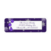 パープルクリスマスオーナメント住所 シール (正面)