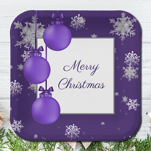 パープルクリスマスオーナメント紙プレート ペーパープレート