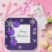 パープルクリスマスオーナメント紙プレート ペーパープレート (パーティー)