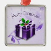 パープルクリスマスギフトセラミックオーナメント メタルオーナメント (正面)