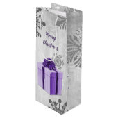 パープルクリスマスギフトホリデーワイン抱き枕 ワインギフトバッグ (正面アングル)