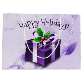 パープルクリスマスギフトボックス抱き枕 ラージペーパーバッグ (裏面)