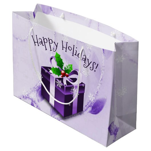 パープルクリスマスギフトボックス抱き枕 ラージペーパーバッグ (裏面アングル)
