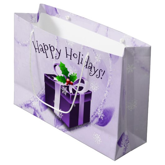 パープルクリスマスギフトボックス抱き枕 ラージペーパーバッグ (正面アングル)