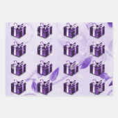 パープルクリスマスギフトラッピング紙 ラッピングペーパーシート (正面3)