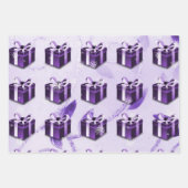 パープルクリスマスギフトラッピング紙 ラッピングペーパーシート (正面2)