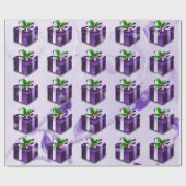パープルクリスマスギフトラッピング紙 ラッピングペーパー (フラット)