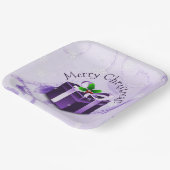 パープルクリスマスギフト紙プレート ペーパープレート (傾斜あり)