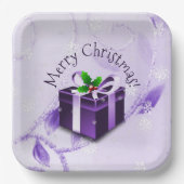 パープルクリスマスギフト紙プレート ペーパープレート (正面)
