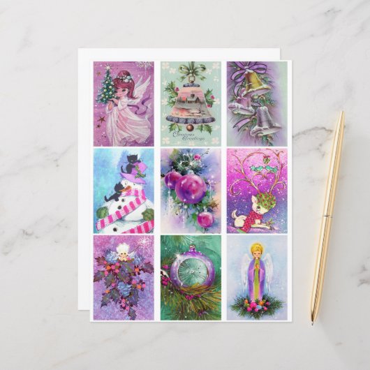 パープルクリスマスクリップアート (正面/裏面インサイチュ)