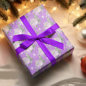 パープルクリスマスジンジャーブレッドハウスホリデー ラッピングペーパー