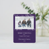 パープルクリスマススターズ ホリデー フォト カード (スタンド正面)