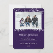 パープルクリスマススターズ ホリデー フォト カード (正面)