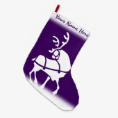 パープルクリスマスストッキングカスタムトナカイストッキング ラージクリスマスストッキング (正面 (吊り時))