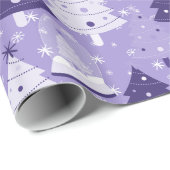 パープルクリスマススノーグローブズラッピング紙 ラッピングペーパー (ロールコーナー)