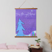 パープルクリスマスツリーの木製天井付きウォールタペストリー 吊り下げ型タペストリー (寝室)