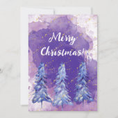 パープルクリスマスツリーゴールデンスノーフレーク シーズンカード (正面)