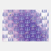 パープルクリスマスツリーゴールデンスノーフレーク ラッピングペーパーシート (正面)