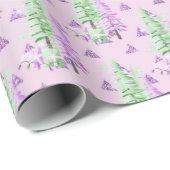 パープルクリスマスツリーパターンホリデー ラッピングペーパー (ロールコーナー)