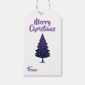 パープルクリスマスツリーメリークリスマスギフトラベル ギフトタグ (正面)