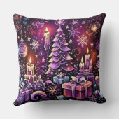 パープルクリスマステーマ懸命パステルスケッチ クッション (裏面)