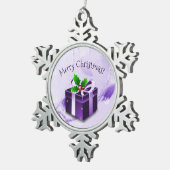 パープルクリスマスプレゼントオーナメント スノーフレークピューターオーナメント (右)