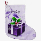 パープルクリスマスプレゼントストッキング ラージクリスマスストッキング (正面)