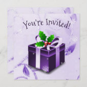 パープルクリスマスプレゼント招待状 招待状 (正面/裏面)