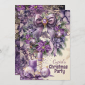 パープルクリスマスホリデーパーティーの招待状 招待状 (正面/裏面)