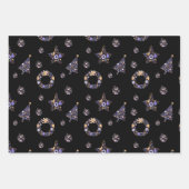 パープルクリスマスラッピング紙セット ラッピングペーパーシート (正面3)