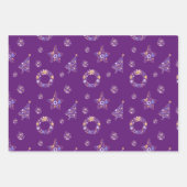 パープルクリスマスラッピング紙セット ラッピングペーパーシート (正面2)