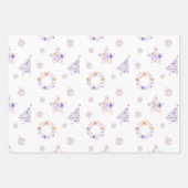 パープルクリスマスラッピング紙セット ラッピングペーパーシート (正面)