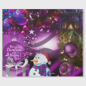 パープルクリスマスラッピング紙 ラッピングペーパー (フラット)