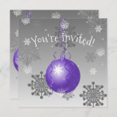 パープルクリファンシースマスオーナメント招待状 招待状 (正面/裏面)