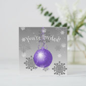 パープルクリファンシースマスオーナメント招待状 招待状 (スタンド正面)