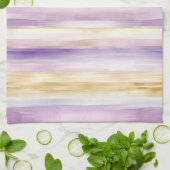 パープルクリームアイリスストライプス キッチンタオル (折り畳み)