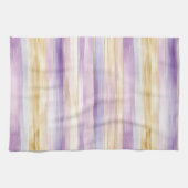 パープルクリームアイリスストライプス キッチンタオル (横)