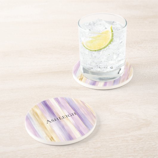 パープルクリームアイリスストライプス コースター (側面)