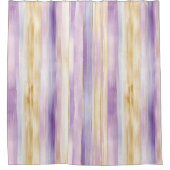 パープルクリームアイリスストライプス シャワーカーテン (正面)