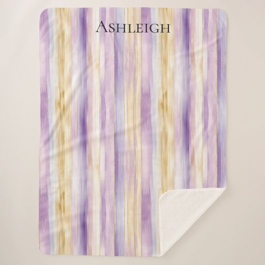 パープルクリームアイリスストライプズ シェルパブランケット (正面)