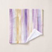 パープルクリームアイリスストライプズ バスタオルセット (ウォッシュタオル)