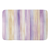パープルクリームアイリスストライプズ バスマット (正面)