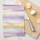 パープルクリームアイリスストライプ キッチンタオル (四つ折り)